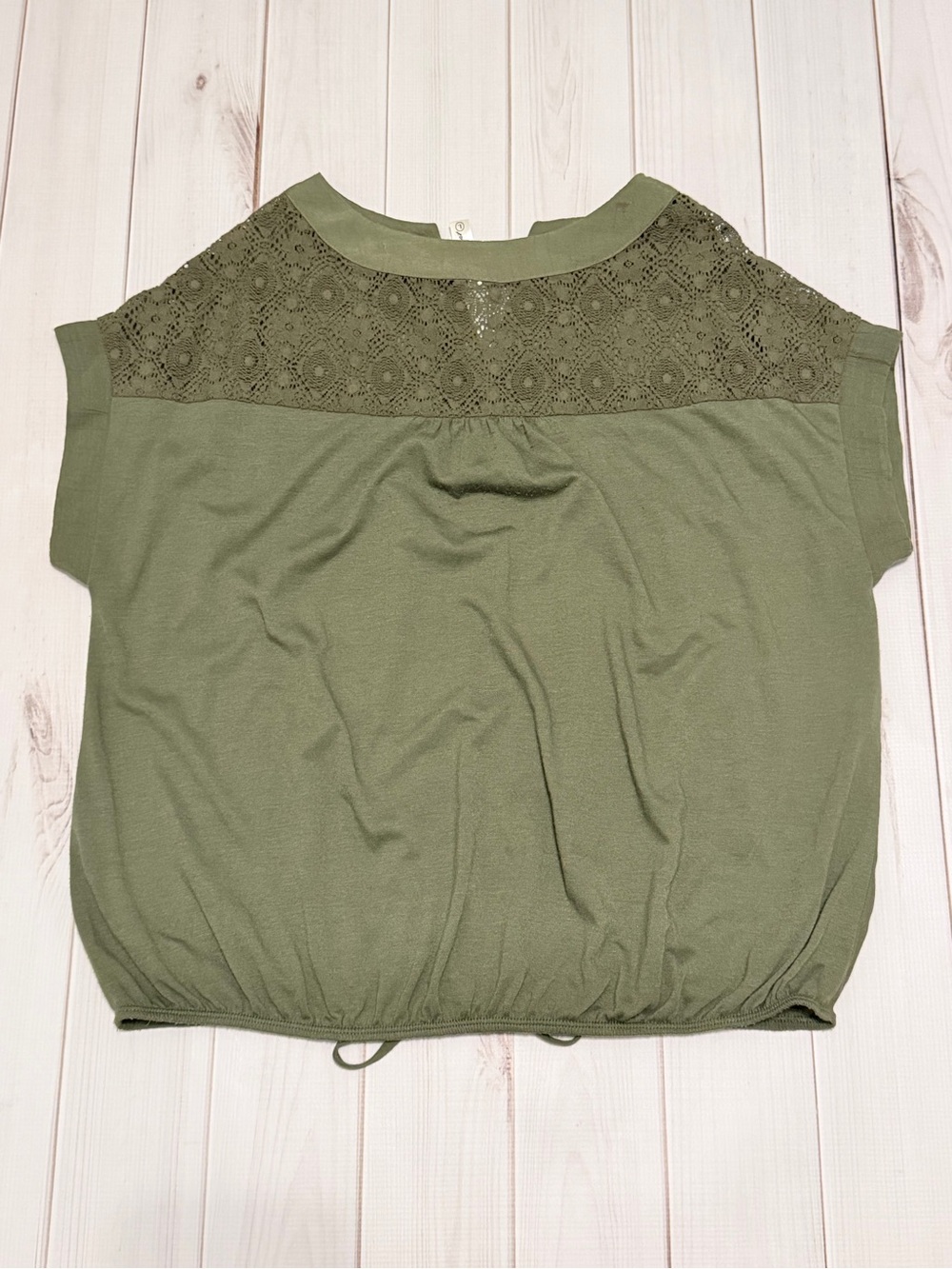 PerSeption Concept Olive Tie-Hem Short Sleeve Blouse - Picture 4 of 4